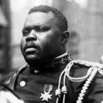 An image of Marcus Garvey in military uniform