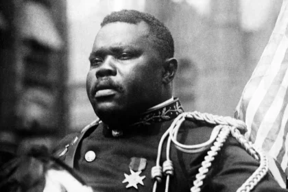 An image of Marcus Garvey in military uniform